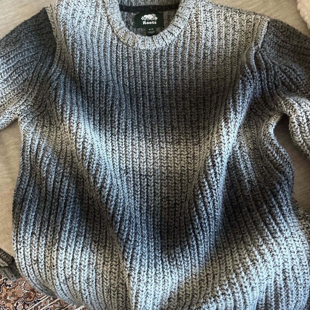 Roots Men’s Cotton-Blend Rib Knit Sweater – Size M (Fits Like L)